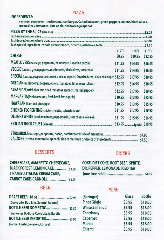 JOE's PIZZA PASTA and SUBS